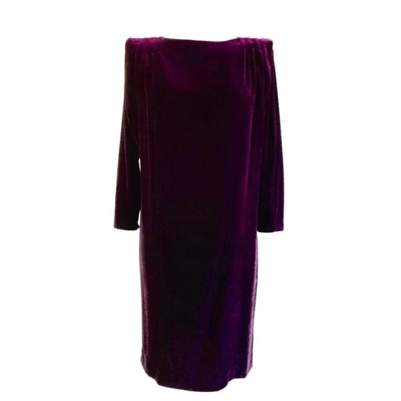 strapless open back dress 70s Purple Velour Turtleneck Shift Dress – Better Dresses Vintage main image 1